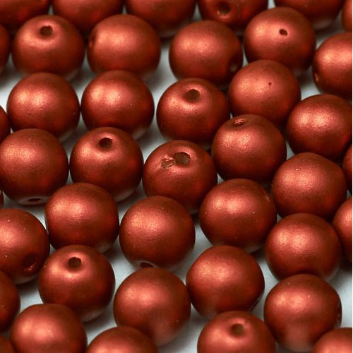 8mm Druk (Round) Bead - Lava Red  - 01890