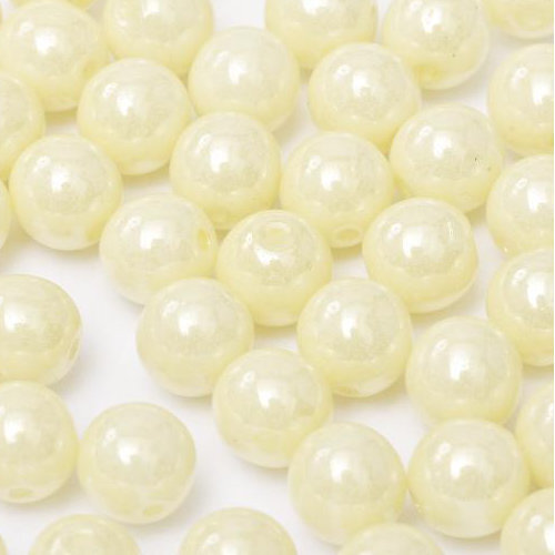 8mm Druk (Round) Bead - Chalk White Cream Luster - 03000-14401