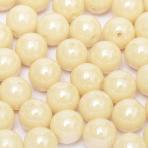 8mm Druk (Round) Bead - Chalk White Champagne Luster - 03000-14413