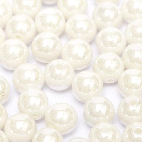 8mm Druk (Round) Bead - Chalk White Shimmer - 03000-21402