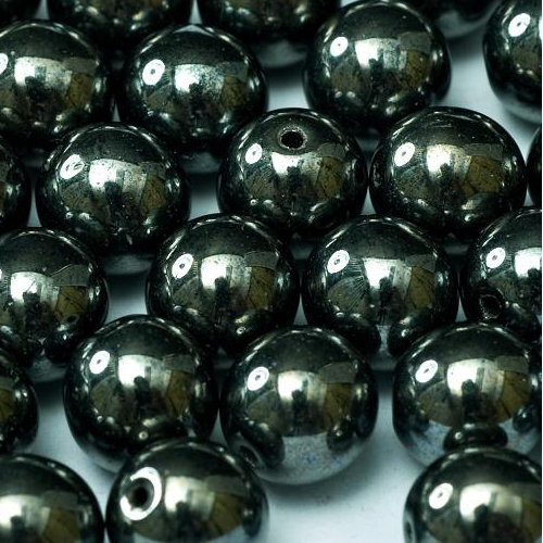 8mm Druk (Round) Bead - Jet Hematite - 23980-14400