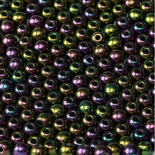 8mm Druk (Round) Bead - Jet Purple Iris - 23980-21495