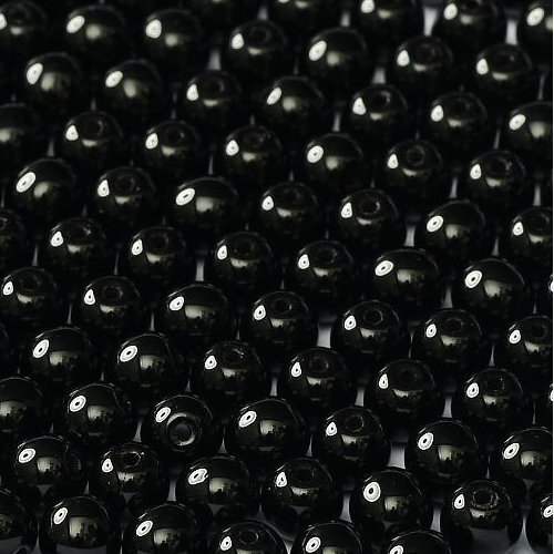 8mm Druk (Round) Bead - Jet  - 23980