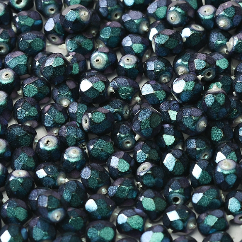 4mm Fire Polish Bead - Jet Polynesian - Jet Indigo Orchid - 23980-19074