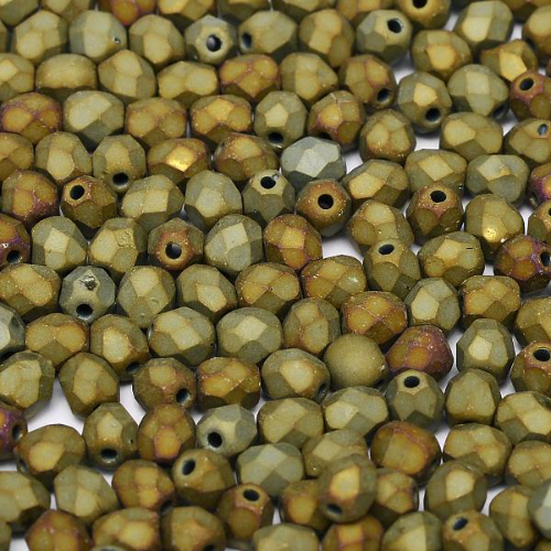 4mm Fire Polish Bead - Jet Matted Brown Iris - 23980-21115