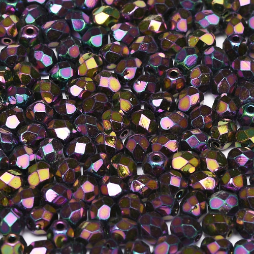 4mm Fire Polish Bead - Jet Purple Iris - 23980-21495