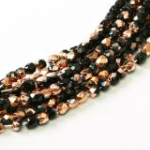 4mm Fire Polish Bead - Jet Capri Gold - 23980-27101