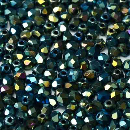 4mm Fire Polish Bead - Jet Blue Star Full - 23980-28305