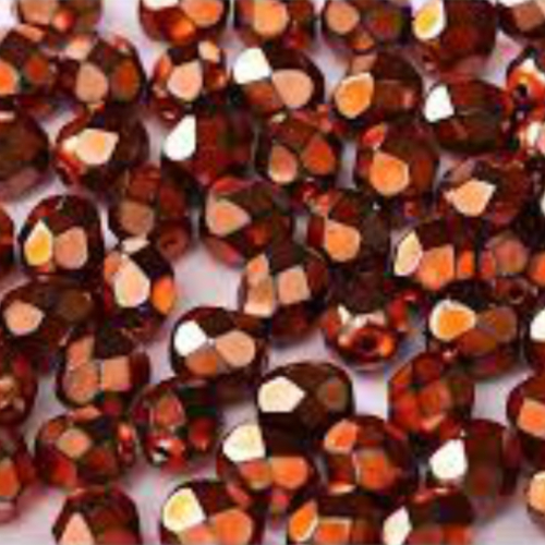 4mm Fire Polish Bead - Jet Heavy Metal Salmon - 23980-34236