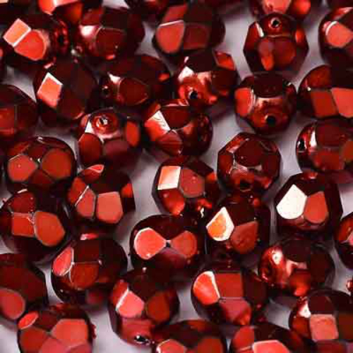 4mm Fire Polish Bead - Jet Heavy Metal Hot Pink - 23980-34249