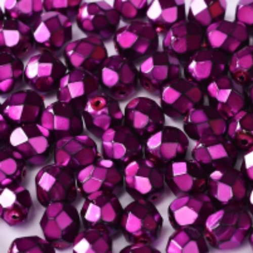 4mm Fire Polish Bead - Jet Heavy Metal Fuchsia - 23980-34268