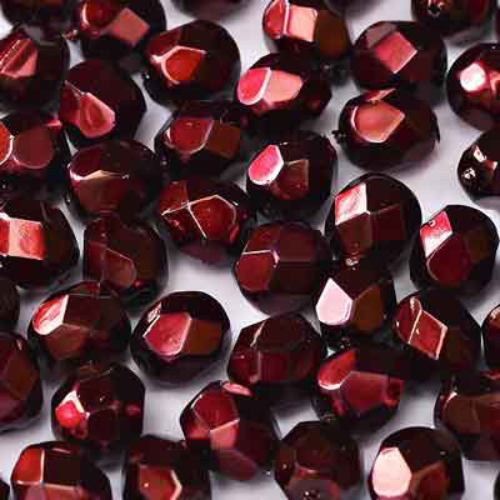 4mm Fire Polish Bead - Jet Heavy Metal Burgundy - 23980-34279