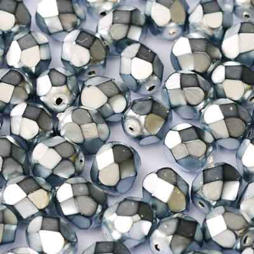 4mm Fire Polish Bead - Jet Heavy Metal Silver - 23980-34400