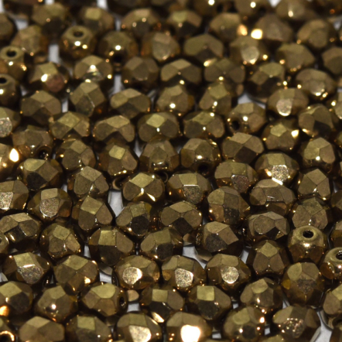 4mm Fire Polish Bead - Jet Gold - 23980-90215