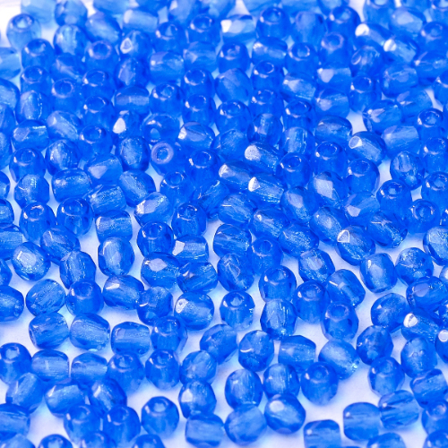 4mm Fire Polish Bead - Sapphire  - 30060