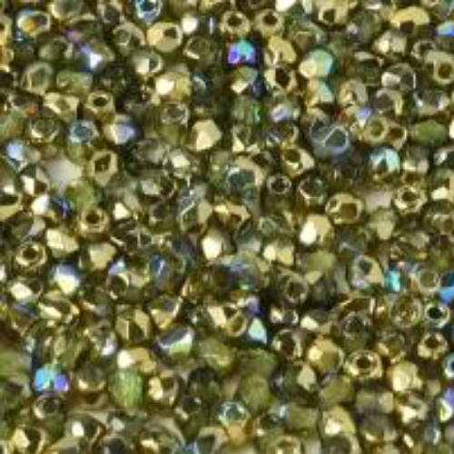 4mm Fire Polish Bead - Olivine Golden Rainbow - 50230-98536