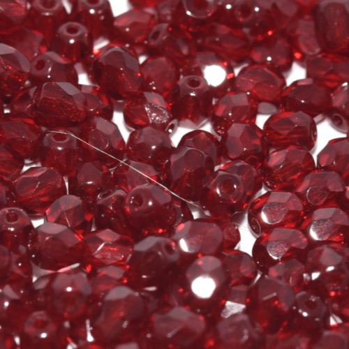 4mm Fire Polish Bead - Ruby  - 90100