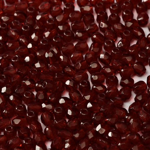 4mm Fire Polish Bead - Garnet  - 90110