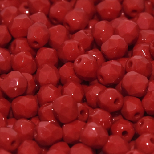 4mm Fire Polish Bead - Opaque Dark Red  - 93220