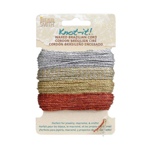 2 Ply Waxed Polyester Cord - PLY04-MIX10 - Metallics