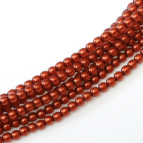 10mm Czech Glass Pearl - 50 Bead Strand - Burnt Orange - Shiny - 10182