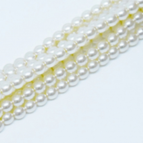 10mm Czech Glass Pearl - 50 Bead Strand - Cream - Shiny - 12141