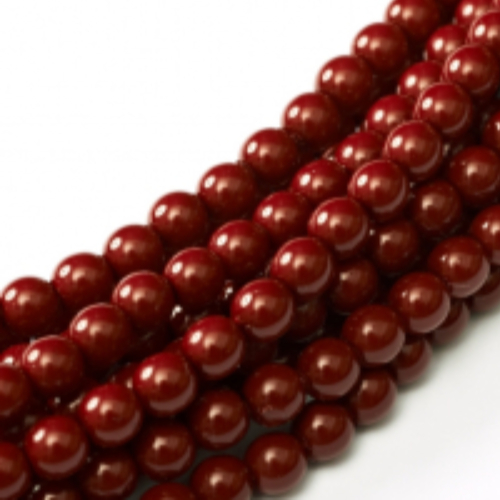 10mm Czech Glass Pearl - 50 Bead Strand - Cranberry - Shiny - 48265