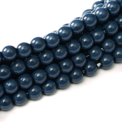 10mm Czech Glass Pearl - 50 Bead Strand - Baltic Blue - Shiny - 48396