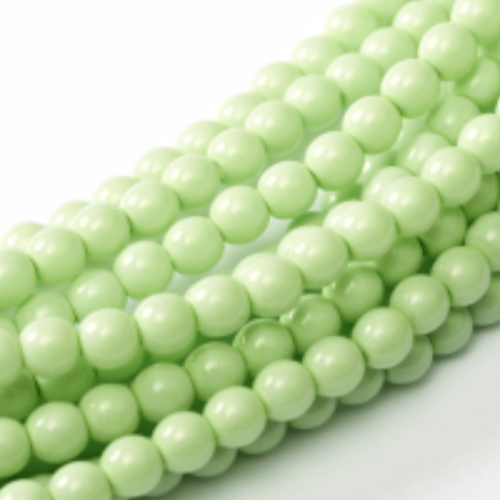 10mm Czech Glass Pearl - 50 Bead Strand - Light Spring Green - Shiny - 48532