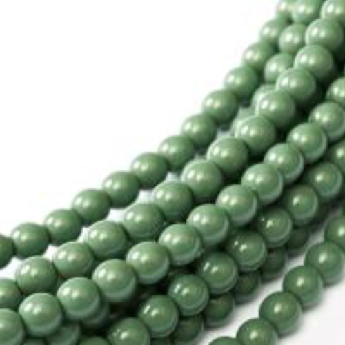 10mm Czech Glass Pearl - 50 Bead Strand - Hartford Green - Shiny - 48597