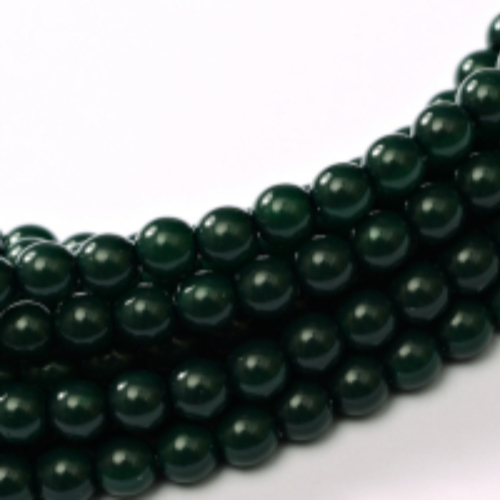 10mm Czech Glass Pearl - 50 Bead Strand - Dark Green - Shiny - 48695