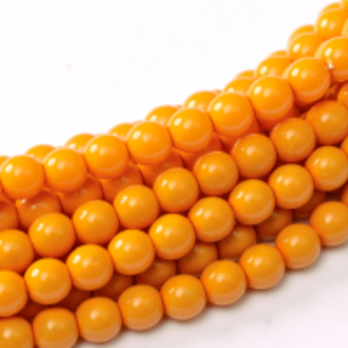 10mm Czech Glass Pearl - 50 Bead Strand - Pumpkin - Shiny - 48874