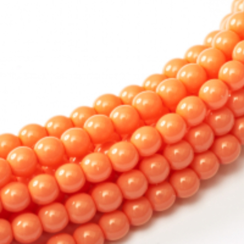 10mm Czech Glass Pearl - 50 Bead Strand - Peach Coral - Shiny - 48955