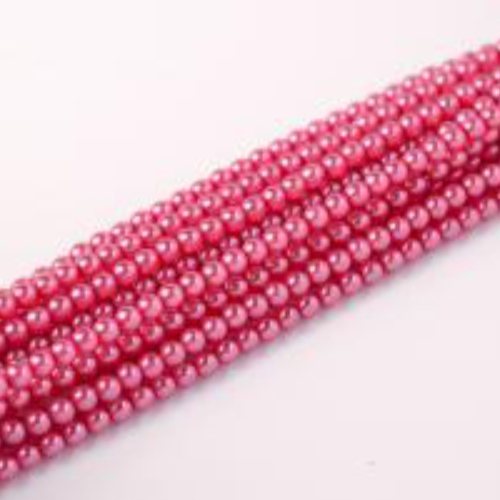 2mm Czech Glass Pearl - 150 Bead Strand - Candy Pink - Crystal - 00030-63282