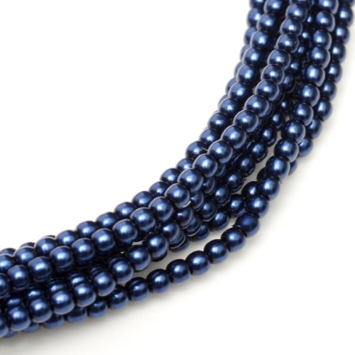 2mm Czech Glass Pearl - 150 Bead Strand - Deep Blue - 70968