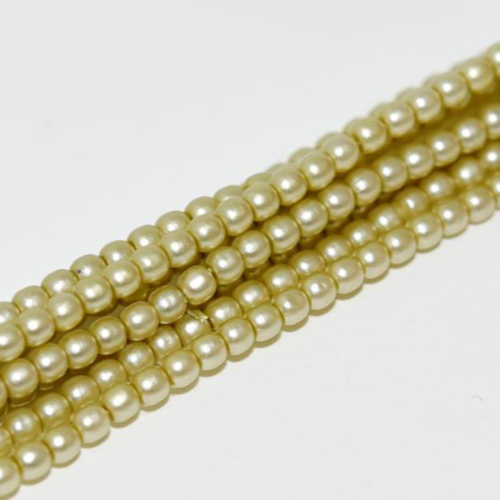 2mm Czech Glass Pearl - 150 Bead Strand - Matte Green Straw Satin - 75452