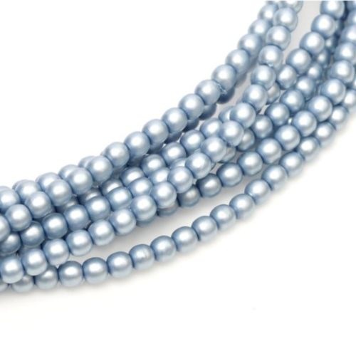 2mm Czech Glass Pearl - 150 Bead Strand - Matte Cerulean Satin - 75464