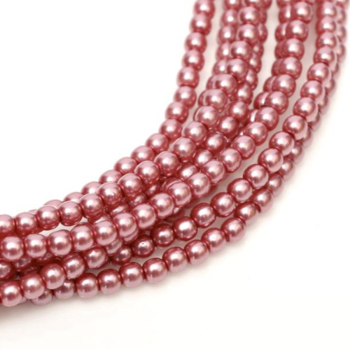 3mm Czech Glass Pearl - 150 Bead Strand - Fandago Pink - Shiny - 26276