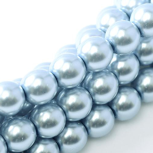 6mm Czech Glass Pearl - 100 Bead Strand - Dark Powder Blue - Shiny - 70464