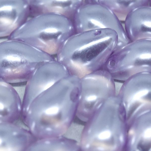 6mm x 9mm Czech Glass Side Drilled Tear Drop Pearl - Crystal Light Lilac - 00030-63222