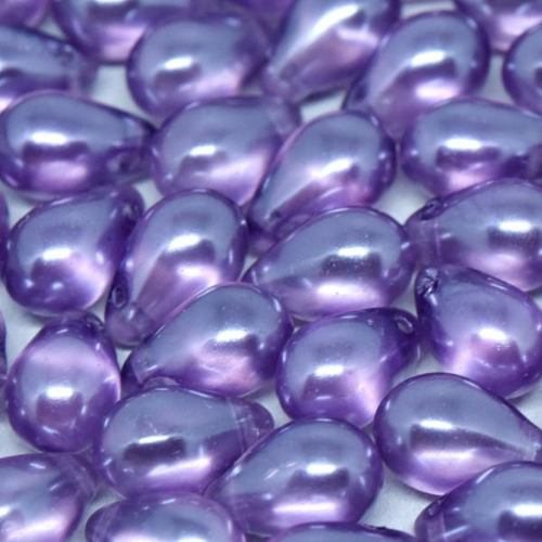 6mm x 9mm Czech Glass Side Drilled Tear Drop Pearl - Crystal Violet - 00030-63236