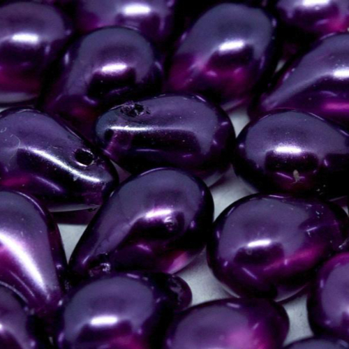 6mm x 9mm Czech Glass Side Drilled Tear Drop Pearl - Crystal Rich Purple - 00030-63276