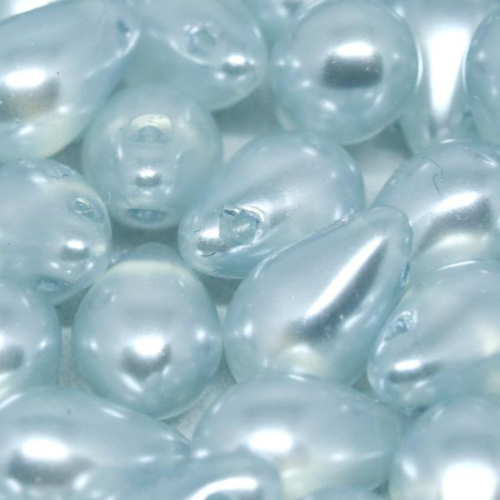 6mm x 9mm Czech Glass Side Drilled Tear Drop Pearl - Crystal Pale Sky Blue - 00030-63334