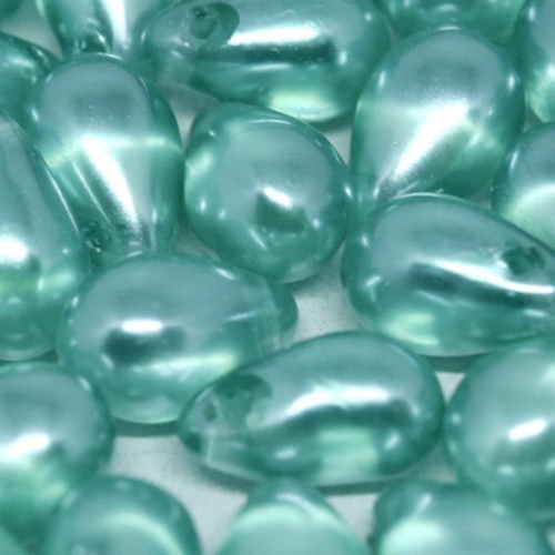 6mm x 9mm Czech Glass Side Drilled Tear Drop Pearl - Crystal Soft Teal - 00030-63352