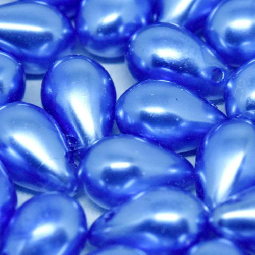 6mm x 9mm Czech Glass Side Drilled Tear Drop Pearl - Crystal Caribbean Blue - 00030-63375