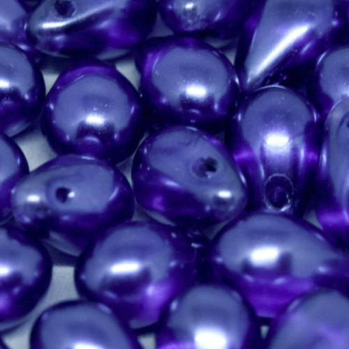 6mm x 9mm Czech Glass Side Drilled Tear Drop Pearl - Crystal Dark Lavender - 00030-63395