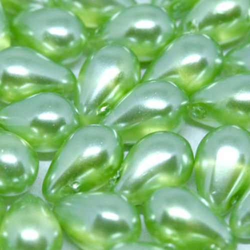 6mm x 9mm Czech Glass Side Drilled Tear Drop Pearl - Crystal Spring Green - 00030-63532