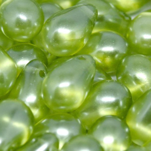 6mm x 9mm Czech Glass Side Drilled Tear Drop Pearl - Crystal Lime Green - 00030-63554