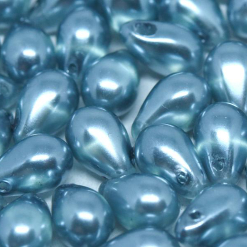 6mm x 9mm Czech Glass Side Drilled Tear Drop Pearl - Crystal Steel Blue - 00030-63584