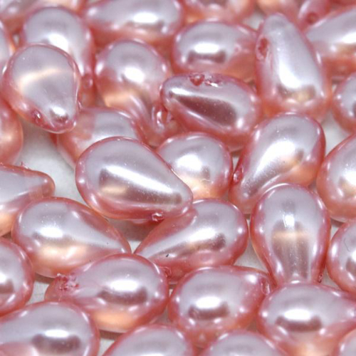 6mm x 9mm Czech Glass Side Drilled Tear Drop Pearl - Crystal Pink - 00030-63744